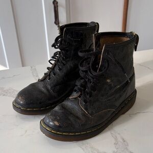 Dr. Martens The Original Air Wair Black Croc Leather Lace Up Ankle Boots Sz 6.5
